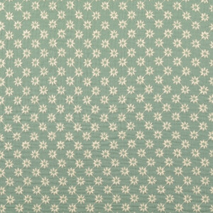 cotton muslin embroidered florets green