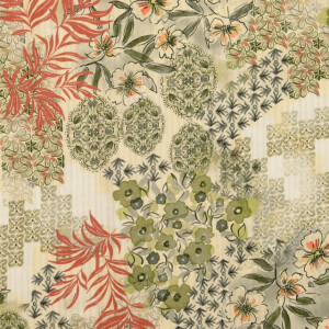 Cotton poplin flowers olive green