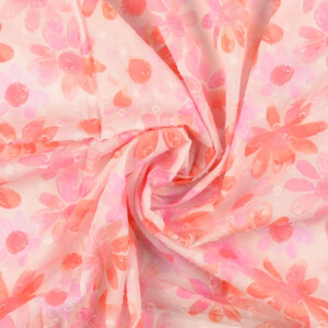 Cotton voile scherli digital print flowers pink
