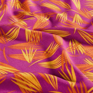 viscose poplin leaves fuchsia