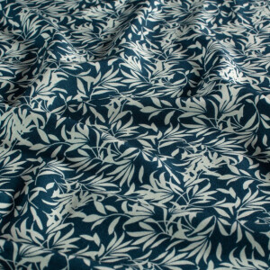 viscose poplin leaves navy