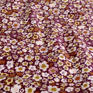 viscose poplin flowers purple