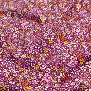 viscose poplin flowers purple