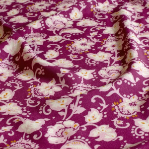 viscose poplin flowers pink