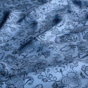 viscose poplin flowers indigo