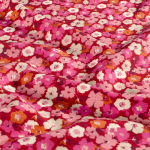 viscose poplin flowers fuchsia