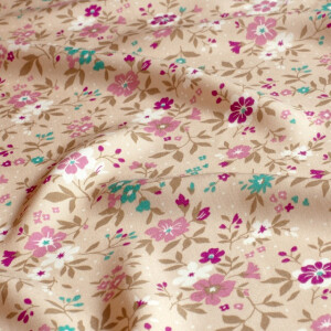 viscose poplin flowers peach