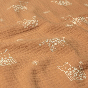 cotton muslin leopards terra pink