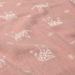 cotton muslin leopards light mauve
