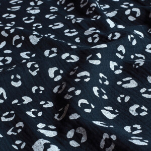cotton muslin leopard navy