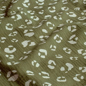 cotton muslin leopard forest green