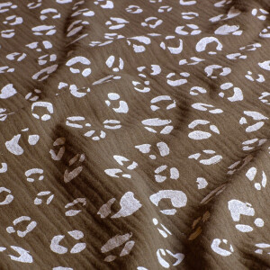 cotton muslin leopard taupe brown
