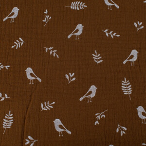cotton muslin birds brown