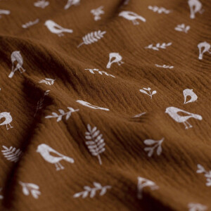 cotton muslin birds brown