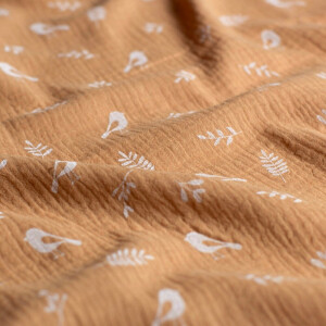 cotton muslin birds terra pink