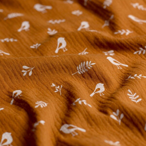 cotton muslin birds caramel