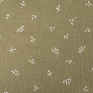 cotton muslin leaves olive green