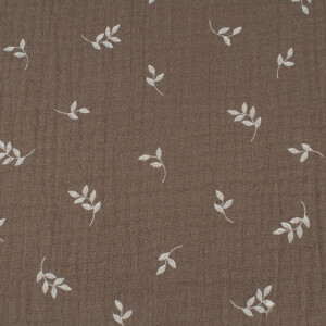 cotton muslin leaves taupe brown
