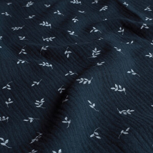 cotton muslin leaves navy
