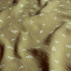 cotton muslin leaves olive green