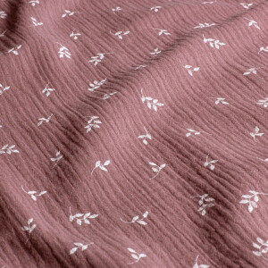 cotton muslin leaves mauve
