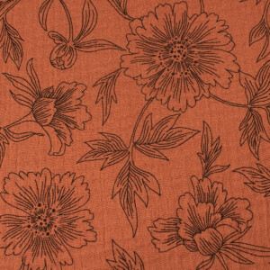cotton muslin flowers red brown