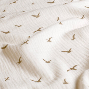 cotton muslin birds offwhite