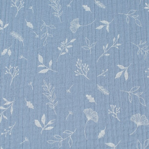 cotton muslin leaves baby blue