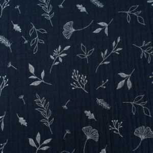 cotton muslin leaves navy