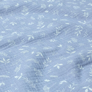 cotton muslin leaves baby blue