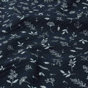 cotton muslin leaves navy