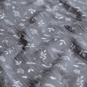 cotton muslin leaves grey