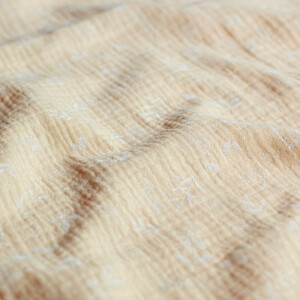 cotton muslin leaves beige