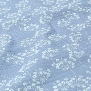 cotton muslin flowers baby blue