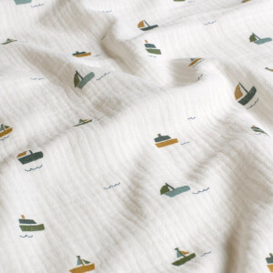 cotton muslin sailboats offwhite