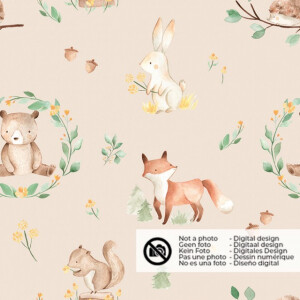 Softshell digital print forest animals beige