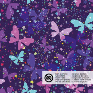 Softshell digital print butterflies purple