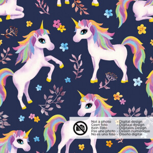 Softshell digital print unicorns navy