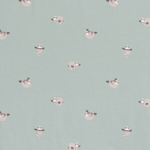 Cotton Jersey sloths baby blue