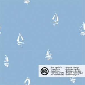 50x150cm Cotton jersey sailboats baby blue