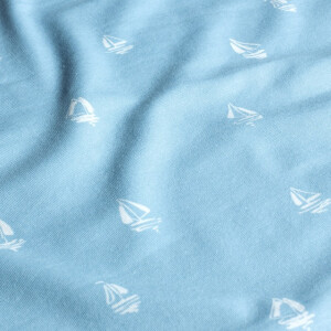 cotton jersey sailboats baby blue