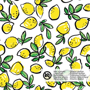 cotton jersey lemons white