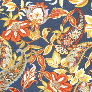 viscose nylon crepe paisley steel blue
