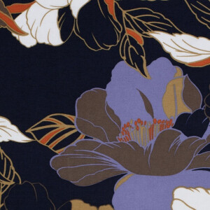 viscose nylon crepe flowers navy