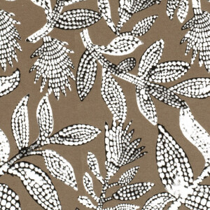 viscose jersey leaves taupe grey
