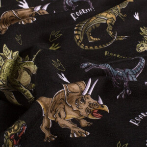 French Terry brushed digital print dinos black