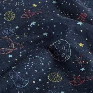 French Terry brushed digital print space navy