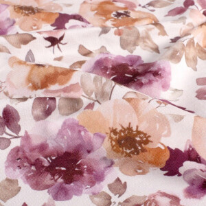 French Terry brushed digital print flowers offwhite