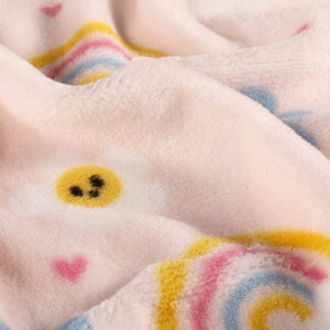 coral fleece printed rainbows pink