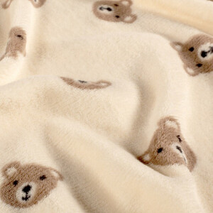 coral fleece printed bears beige